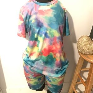 Tie Dye Shirt and shorts set Plus size Outfit Woman’s